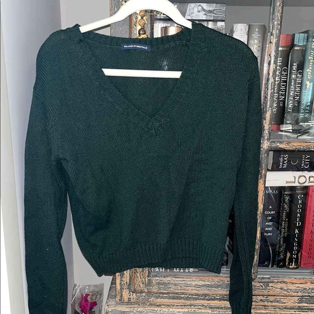 Dark Green V-Neck Sweater